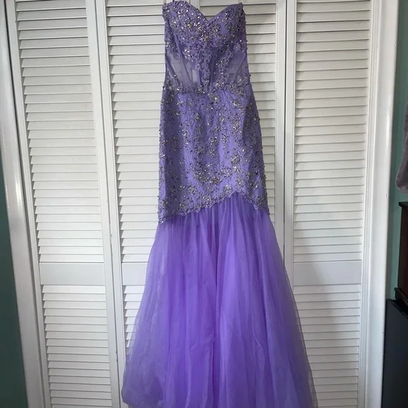 Strapless Lavender Prom Dress - Picture 7 of 16